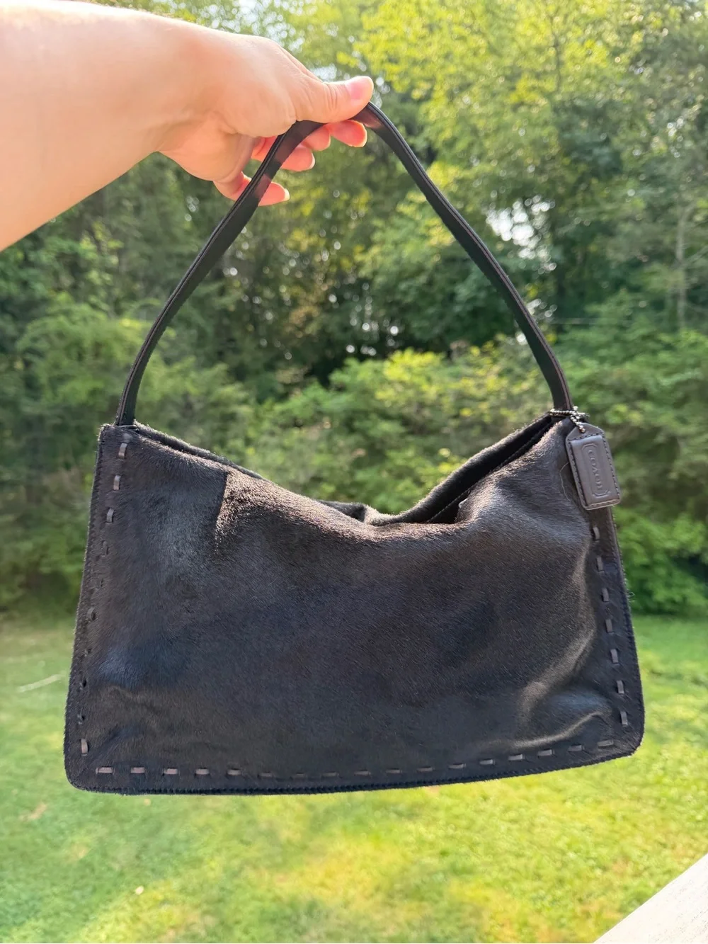 Coach West End Haircalf Medium Hobo 9469 Black Shoulder Bag Y2K